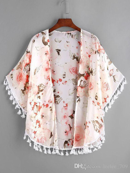 Newest Baby Girl Clothes Peony Printed Tassel Shawl Cardigan Tops Baby Kids Clothes Spring Summer Autumn Outwear Coat Toddler Girls Clothing