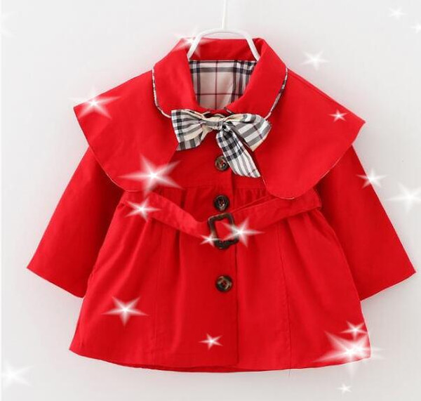 Baby Girls Coat Spring Autumn Tops Kids Designer tag Lapel Windbreaker Jacket Outerwear Baby Girls Children Clothing Jackets