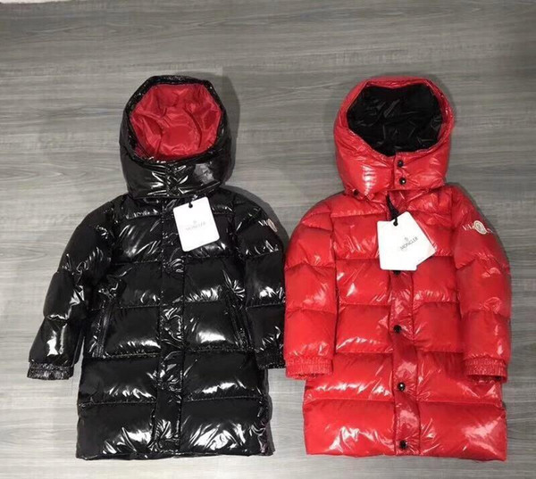 2019 kids down coats kids clothes girls boys letter print 2 color hoodie zipper down jacket winter warm Parka jacket baby boy clothes 8-4