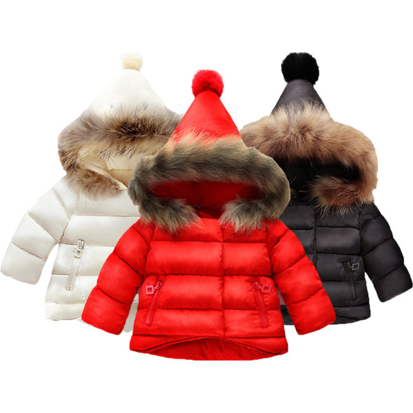 Girls Coat Cotton Warm Jacket For Baby Girls Winter Fur Hooded Coat Kids Outerwear Children Clothing Toddler Girl Jackets