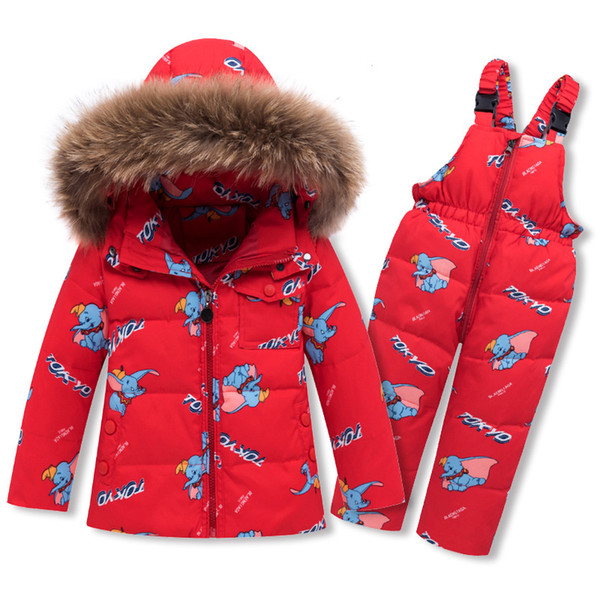 Boys and girls zipper open two-piece 1-5 years old baby long section children's down jacket suit jacket