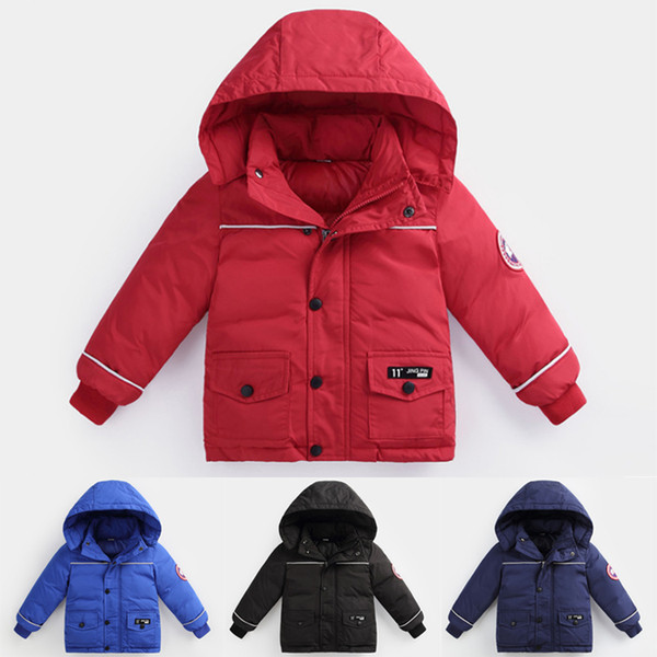 kid Down Jackets 4 colors Winter Warm Hooded down coat Boys Girls Outwear Kids Down Parkas Jacket Child Thicken coat Windbreaker GJY870