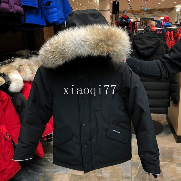 winter down jackets 100% wolf hair down jacket parka for girls boys coat children's clothing for snow wear zipper baby outerwear Classic log