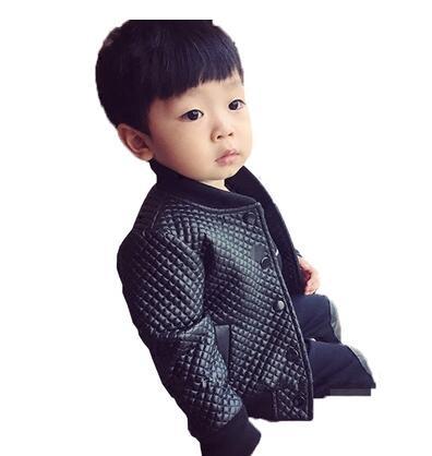 2019 new children's clothing men's fashion spring and autumn children's jacket boys shirt PU Korean leather coat black