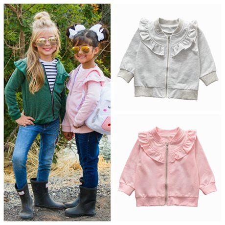 2019 fall winter baby girl jackets ruffle girls coats childrens boutique clothing fashion kids long sleeve zip outwear cotton infant clothes