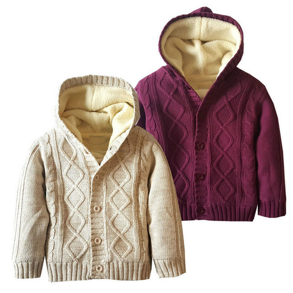 Retail Children Warm sweater coat plus velvet cotton clothing kids designer winter coats jackets Outwear children clothing