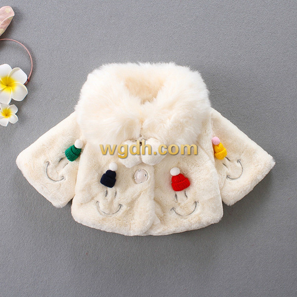 New girls fur cape coral fleece rabbit ears with hood jacket cute hair ball winter furry9993088