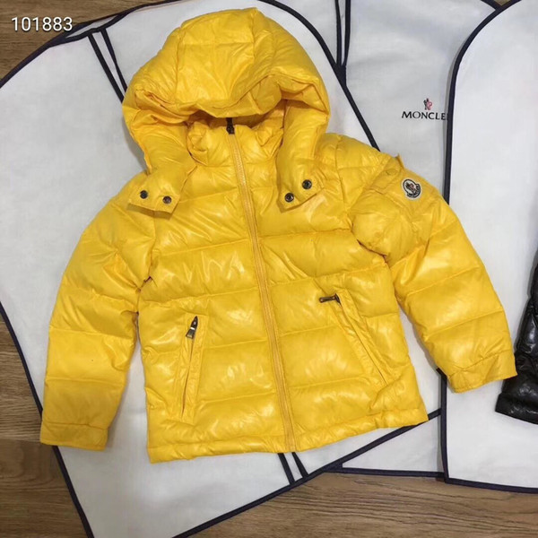 girls kids down coats kids clothes 2019 boys 3 color solid color zipper hoodie down jacket winter warm Parka jacket baby boy clothes 8-1-a
