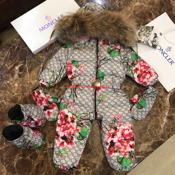 newBaby down jacket kids designer clothing winter new Baby jumpsuit gloves feet goose down feather filled jumpsuit Frozen custom