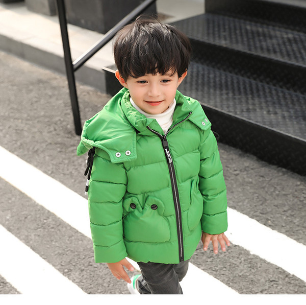 2019 New Autumn Winter Baby Kids Clothing 100%Cotton Unisex Hooded Zipper Button Striped Cartoon Letter Outwear Casual Short Coat CLY001