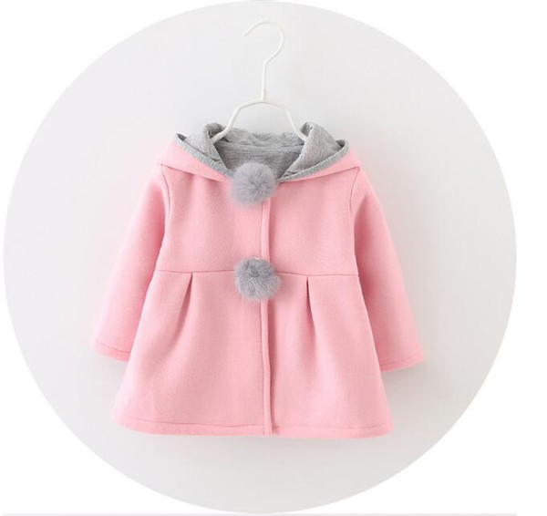 Baby Girls Coat Winter Spring Baby Girls Princess Coat Jacket Rabbit Ear Hoodie Casual Outerwear for girl Infants clothing