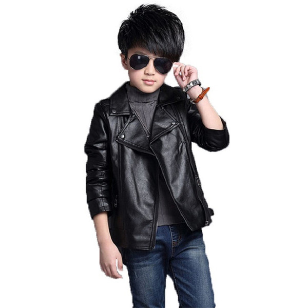 good quality children boys clothing spring autumn 2019 new fashion kids faux leather jacket solid kids boys casual clothes