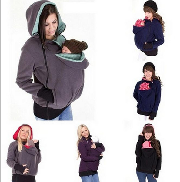 Baby Carrier Kangaroo Coats Pullover Winter Hoodies Fleece Babywearing Kangaroo Maternity Outerwear Jacket Sweatshirts B0810