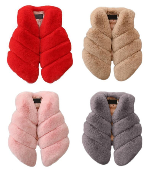 Kids Girls Artificial Fur Vest Coats Winter Warm Waistcoat Children Sleeveless Jacket Outerwear Clothing For 1-7 Years Child J190508