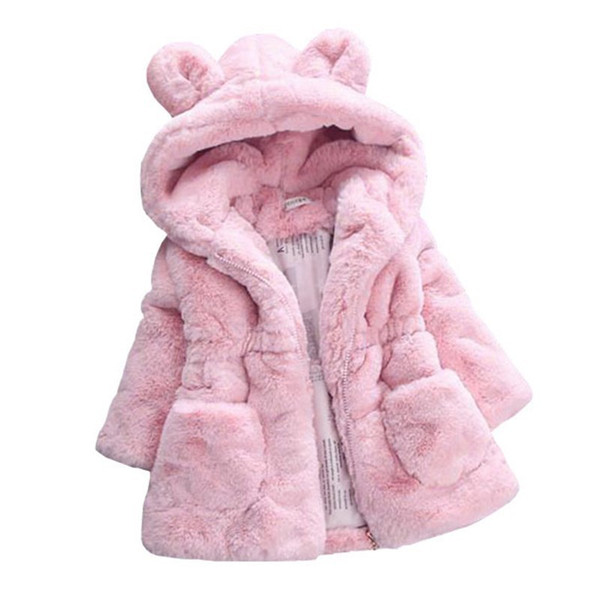 2019 1-9T Winter Girls Jackets Faux Fur Cardigan Warm Baby Coats Teenager Thicken Children Clothing Girl Outerwear Kids Clothes