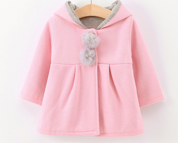 Girls Hooded New Spring/Autumn Baby Girl Coat infant Girl Waist Trench Kids Windbreaker Princess Outerwear Rabbit Ear Sweatshirt