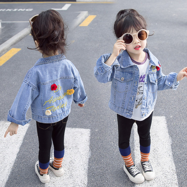 New Fashion Brand Kids Clothing Baby Embroidery Coat Tops Girls Outdoor Sports Outwear Newborn Denim Jacket Spring And Autumn Infant Clothes