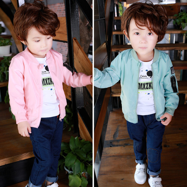 New children baby jacket boy fashion jacket girls casual zipper shirt spring and autumn new round neck 2 color free shipping cartoon design