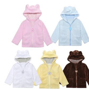 2017 fashion burst Europe and the United States wind infant hood coral cashmere bear coat jacket multi-color children's jacket