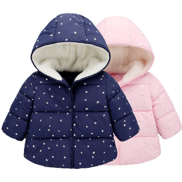 One pcs autumn Winter Baby Outerwear Infants Girls Hooded Printed Princess Jacket Coats first birthday Gifts Cotton Padded Clothes