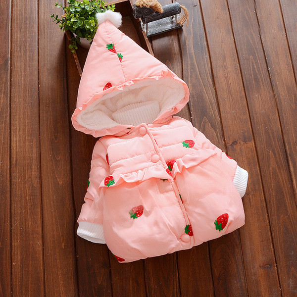 Baby Girls Autumn Jacket New Winter Coat For Girls Cute Strawberry Kids Jacket for Girls Long Sleeve Outerwear Kids Clothes