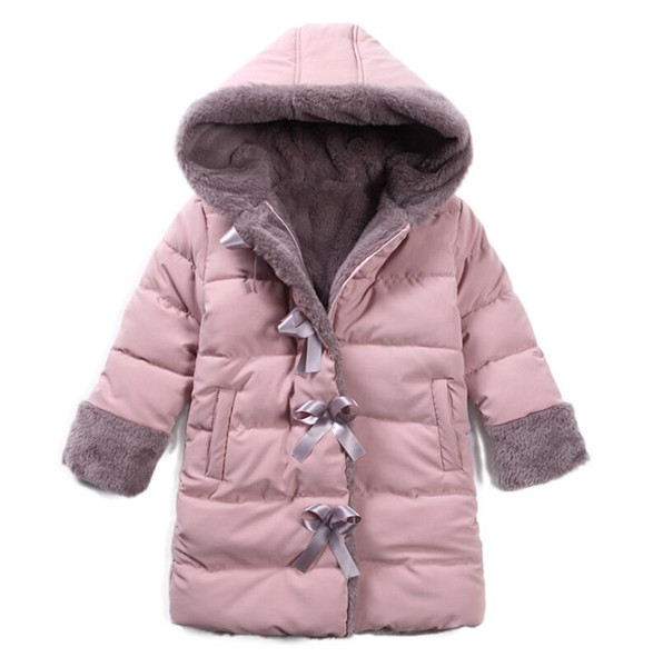 2018 Warm Thick Girls Winter Jacket Teenage Baby Toddler Girl Winter Coat Kids Fur Hooded Long Cotton Padded Child Parkas