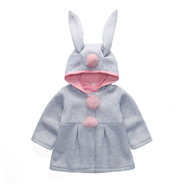 New Autumn Tops Cute Rabbit Ear Coat Baby Girls Coat Kids Warm Jacket Outerwear Coats Children Clothing Baby Wear Girl Coats