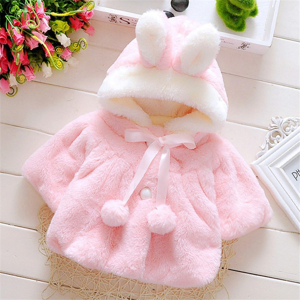 Baby Girl Jackets 2018 Winter Outerwear Velour Fabric Garment Lovely Bow Coat for Baby Girls Kids Clothes Clothing