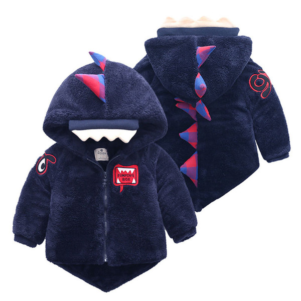 Baby Boys Dinosaur Shape Jacket 2018 Autumn Winter Jackets Coat Kids Hooded Plush Children Outerwear Coat Toddler kids Top Clothing