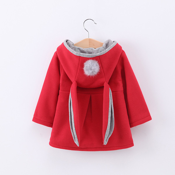 good quality Rabbit Ear Hooded Girls Jacket for Winter Autumn Toddler Kids Coat Kids Clothing