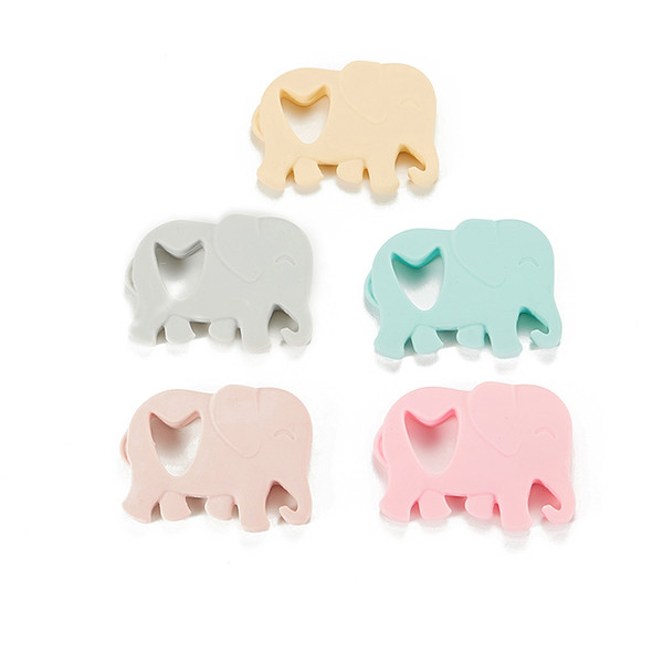 Baby Teethers Silicone Elephant Teether Toy BPA Free Chew Pendant Baby Teething Beads Food Grade Silicone DIY Pendant Necklace Accessories