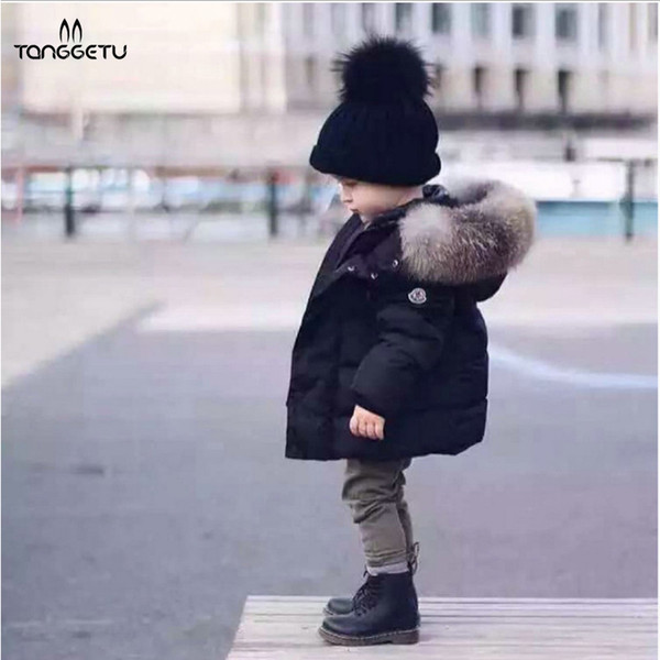 2018 New Fashion Baby Boys Jackets Fur collar Autumn Winter Jacket Kids Warm Hoodies Children's Outerwear Coat Boys Girls Clothe Y1891308