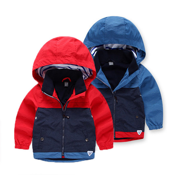 Children Outerwear for Boys Clothes Fashion Colors Stitching Windproof Jackets Coat Kids Jackets Tops For Boys Age 2-8Y Y18102607