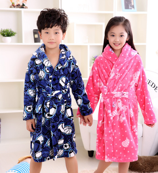 new fashion children bathrobes 6-12years girls and boys fashion warm bathrobes children cute athrobes carol fleece winter robes Y18102908