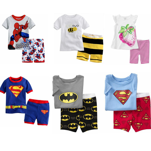 2018 New kids short clothes set boys girls kids short pajama set,cartoon children pyjamas,baby toddler sleepwear 2T-7T