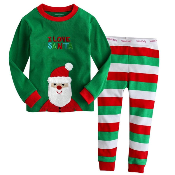 bebé Niños Niñas Navidad pijamas niños de manga larga Navidad pjs pijamas de algodón niños ropa de otoño