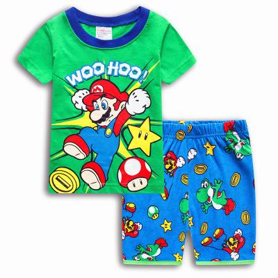 Children's Summer Cartoon Pyjamas Clothing Sets Boys Girls Short Sleeve t-shirt+Pants sports Suit Baby Kids Pajamas Sets P1150