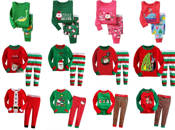 christmas Children's Pajamas Set clothing boys suits girls cotton New Years Sleepwear tops +pants Long-sleeved Kids Pajamas Suit