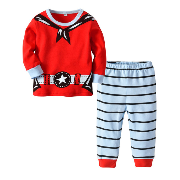 Children Boys Girls Pajamas Set Long Sleeve Boys Navy Style Toddler Baby Kids Tops +Pants Clothing Set Christmas Clothes 1-5 Years