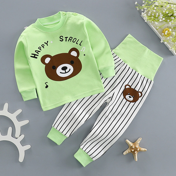 children Autumn pajamas kids Boy pajamas Girl pajamas suit Sleepwear long-sleeved+High waist pant baby clothes for 2T-4T