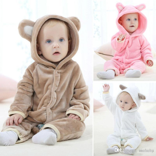 Cheap Pajamas Cute Cartoon Kids Baby Pajamas Brown And Pink Duffy With Hoods Hat Autumn Long Sleeves Bathrobes 1-Piece With High Quality