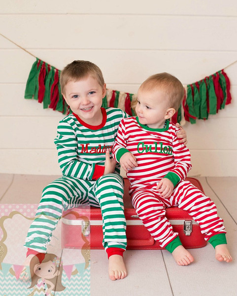 Baby Boys Girls Christmas Pajamas Kids Cotton 2pcs set Children Long Sleeve Xmas Striped Deer print Night Wear