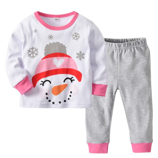 2018 summer Kids Pajamas Sets Girls night suit Children Christmas pattern Sleepwear Girls Pyjamas kids nightwear children sets