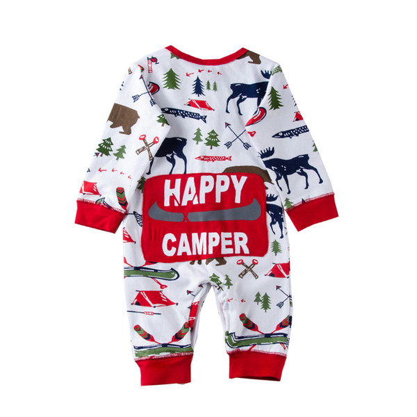 2018 Christmas Baby Girl Boy Pajamas Outfit Newborn Kids Bodysuit Striped Romper Bear Reindeer Winter Wholesale Xmas Baby Clothes 0-18M