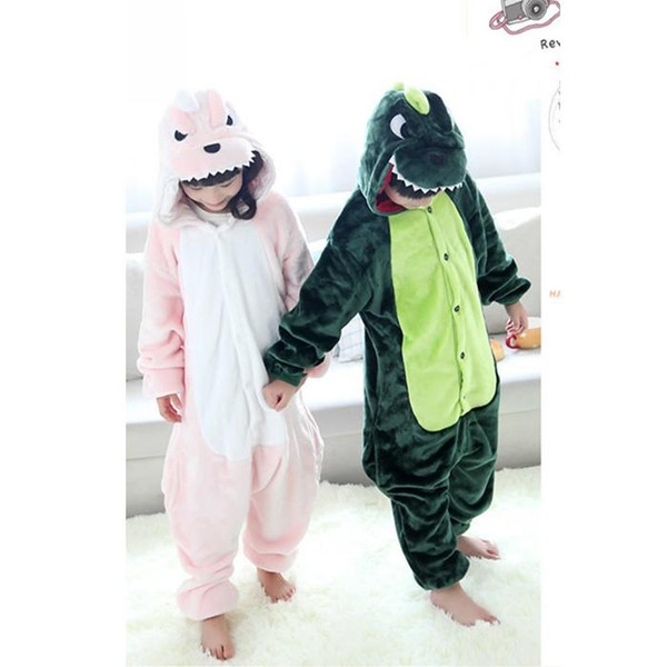 Children Unisex Dragon Pajamas Pink Green Hooded For Kids One Piece Sleepwear ropa de bebe pijama infantil menino