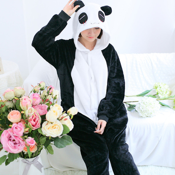 New kids kigurumi Panda Blanket Overalls Jumpsuit Adult Children Hoodie Animal Pajamas Onesie Cosplay Flannel Sleepwear Costumes Y18102908