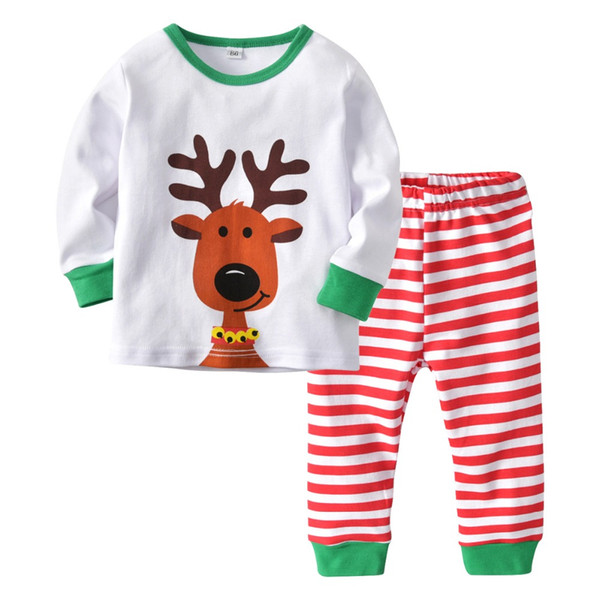 201809 Christmas pattern Kids Pajamas Sets night suit Children Sleepwear Girls Pyjamas kids nightwear children sets boys clothes sets