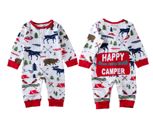 Christmas Baby Girls Boy Clothes Pajamas Outfit Newborn Kids Bodysuit Striped Romper Bear Reindeer Winter Wholesale Xmas Baby Clothes 0-18M