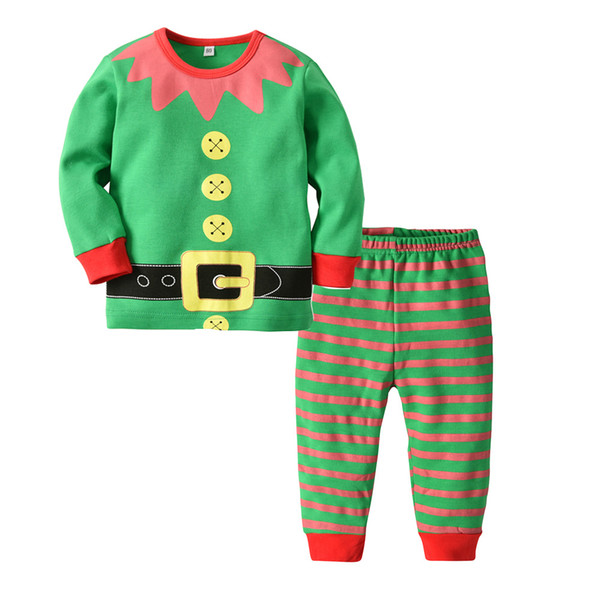 New Christmas Children Boys Girls Cotton Pajamas Set Long Sleeve Toddler Baby Kids Tops +Pants Clothing Set Funny Cosplay Clothes