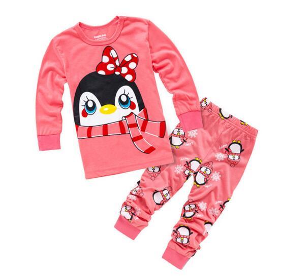 2018 children Autumn Pajamas clothing Set Boys & girls Cartoon Sleepwear Suit Set kids long-sleeved top + pant 2-piece baby clothes